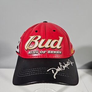 Modern Headwear Dale Earnhardt Jr NASCAR Hat Mens OSFM Red Black Leather Bud 8‎